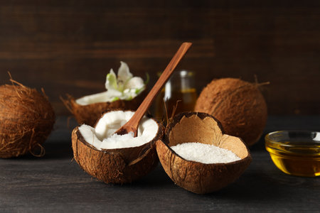 Product for beauty procedures, skin and body care - coconut oilの写真素材