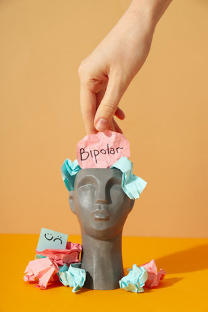 Mental disorders concept - composition for Bipolar disorderの写真素材
