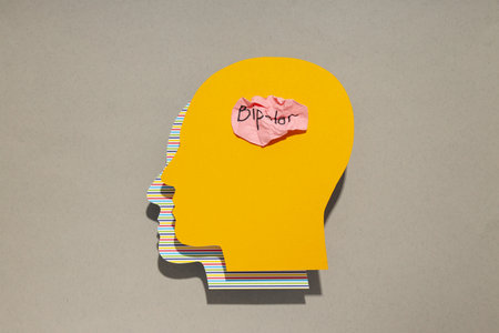 Mental disorders concept - composition for Bipolar disorderの写真素材