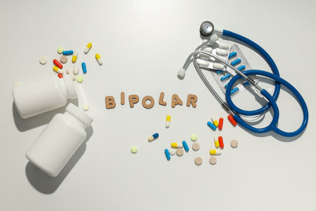 Mental disorders concept - composition for Bipolar disorderの写真素材