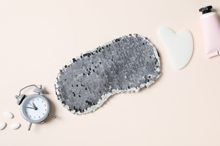 Insomnia and sleep problems composition with sleep maskの写真素材