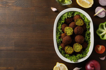 Vegetarian food concept - falafel, tasty falafel ballsの写真素材