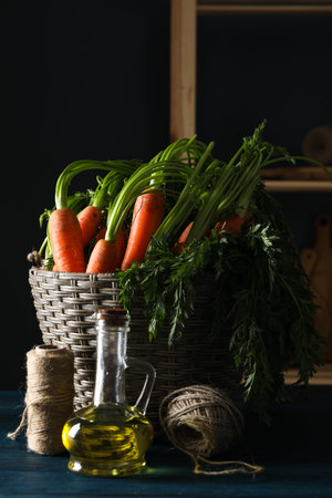Fresh carrot, concept of harvest, harvest seasonの写真素材