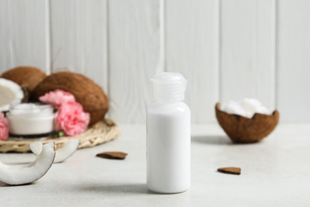 Concept of body and skin care accessories - coconut cosmeticの写真素材