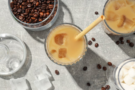 Cold drink for refreshing - ice coffee. fresh summer drinkの写真素材