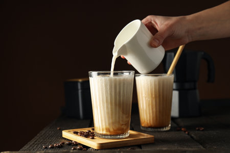 Cold drink for refreshing - ice coffee. fresh summer drinkの写真素材
