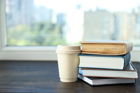 Reading, various literature concept - books, space for textの写真素材