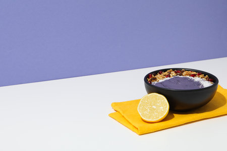 Acai smoothie, concept of tasty healthy breakfastの写真素材