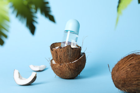 Concept of body and skin care accessories - coconut cosmeticの写真素材