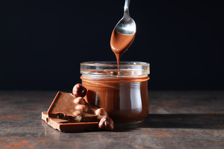 Tasty and delicious sweet food concept - chocolate paste