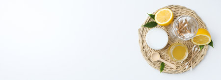 Concept of face and skin care supplies - Honey cosmeticの写真素材