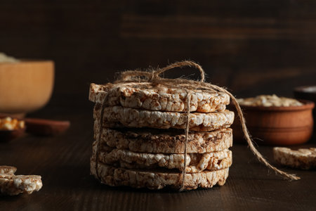 Healthy food, food for diet and weight loss - crispbreadsの写真素材