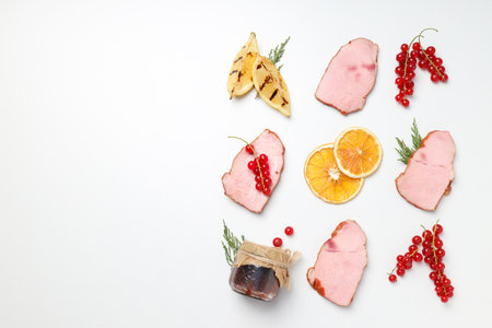 Concept of tasty food, meat, Ham, space for textの写真素材