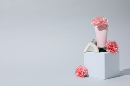 Concept of body and skin care accessories - coconut cosmeticの写真素材