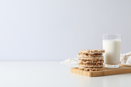 Concept of diet and healthy nutrition with crispbreadの写真素材