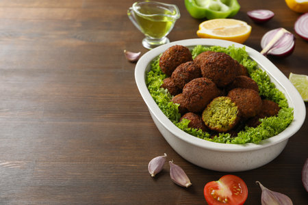 Vegetarian food concept - falafel, tasty falafel ballsの写真素材