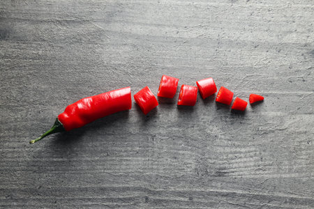 Concept of hot and spicy ingredients - red hot chili pepperの写真素材
