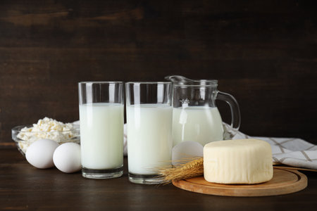 Concept of tasty food - different dairy productsの写真素材