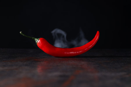Concept of hot and spicy ingredients - red hot chili pepperの写真素材