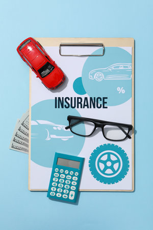 Concept of car purchase and insurance with toy carの写真素材