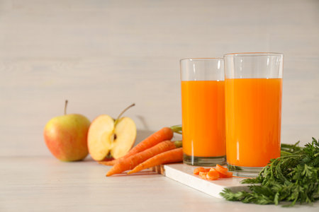 Concept of healthy nutrition and diet with Carrot juiceの写真素材