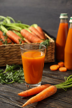 Concept of healthy nutrition and diet with Carrot juiceの写真素材