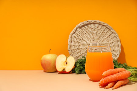 Concept of healthy nutrition and diet with Carrot juiceの写真素材
