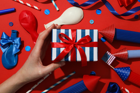 Composition for 4 july, Independence Day of USA, top viewの写真素材