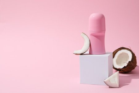 Concept of body and skin care accessories - coconut cosmeticの写真素材