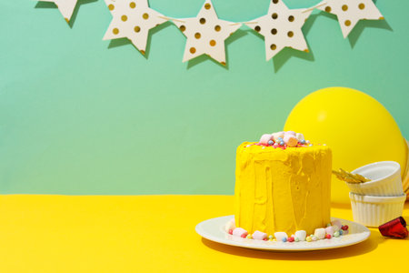 Concept of Happy Birthday, holiday Birthday cakeの写真素材