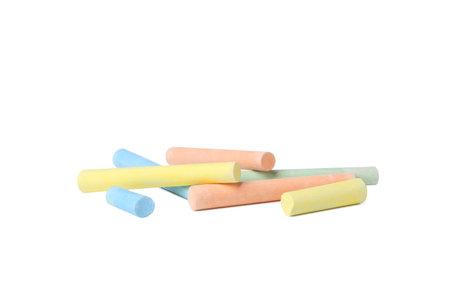 Color chalk isolated on white background, PNGの写真素材