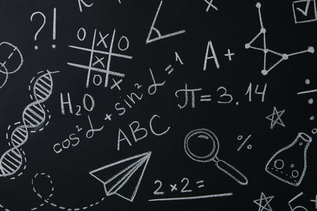 Concept of school and education with blackboardの写真素材