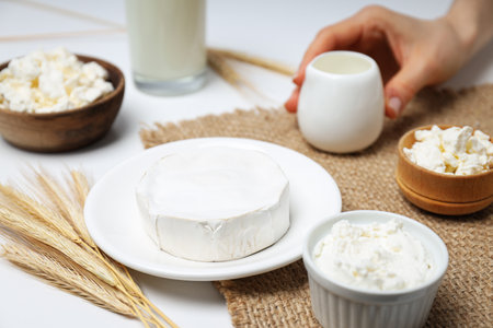 Concept of tasty food - different dairy productsの写真素材
