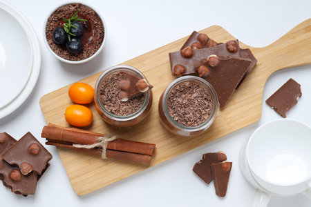 Concept of delicious and sweet food - chocolate mousse