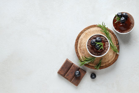Concept of delicious and sweet food - chocolate mousse