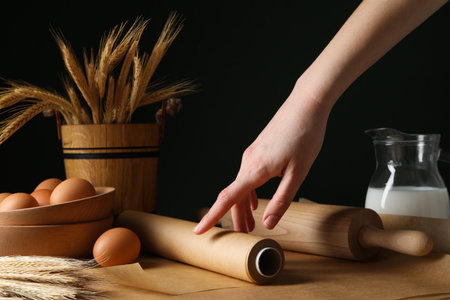 Concept of accessories for cooking and baking - baking paperの写真素材
