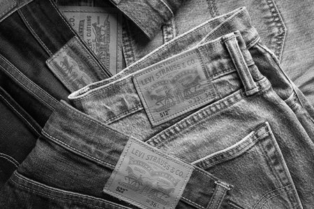 Odessa, Ukraine, 17.05.23: Modern Levis jeans, concept of casual modern clothesのeditorial素材