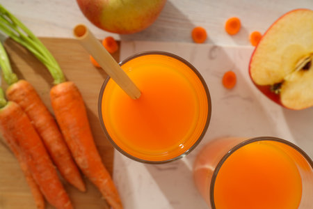 Concept of healthy nutrition and diet with Carrot juiceの写真素材