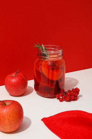 Concept of delicious hot drink - tea, berry - fruit teaの写真素材