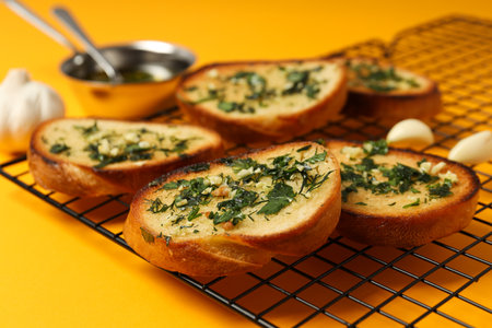 Tasty toasts with garlic, homemade products appetizerの写真素材
