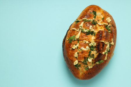 Tasty bakery product - garlic bread, homemade breadの写真素材