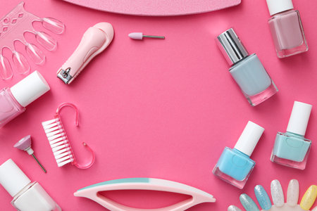 Concept of nail art, tools for pedicure and manicureの写真素材