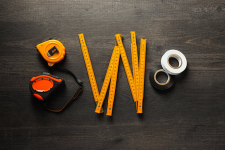 Concept of various work accessories, engineering supplies and toolsの写真素材