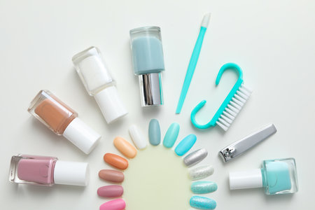 Concept of nail art, tools for pedicure and manicureの写真素材