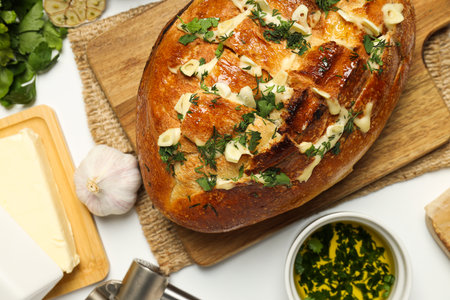 Tasty bakery product - garlic bread, homemade bread