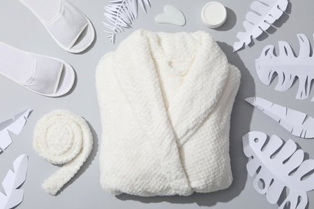 Bath accessories and supplies, composition with bathrobe