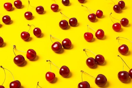 Concept of fresh summer food - delicious cherryの写真素材