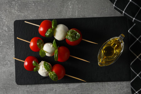 Concept of tasty Italian cuisine food - Caprese saladの写真素材