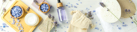 Concept of skin and face care, lavender cosmeticの写真素材