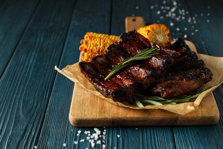 Tasty fried food - barbecue ribs, tasty fried meatの写真素材